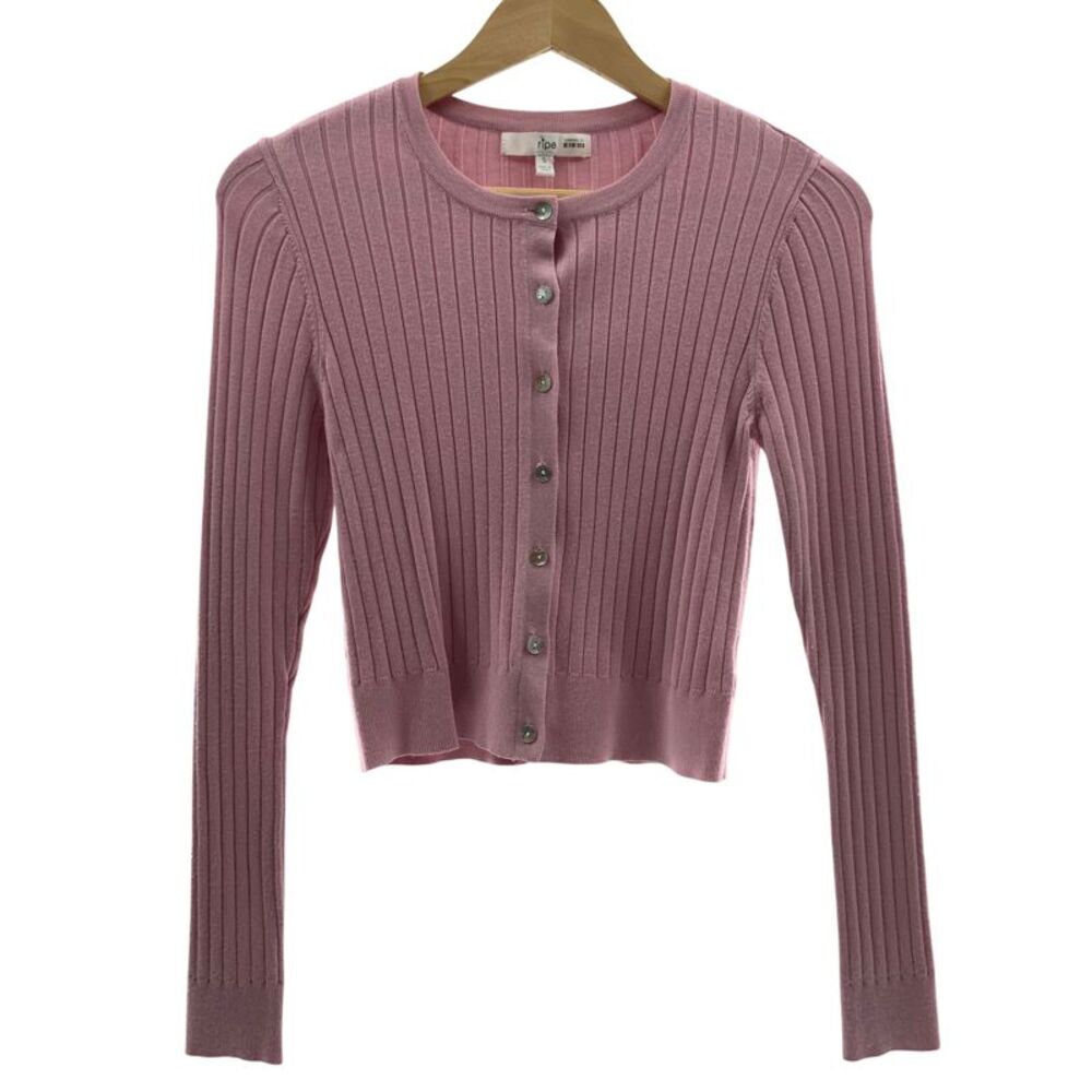 Ripe Maternity Women Maternity Caitlin Rib Crop Cardigan Pink S
